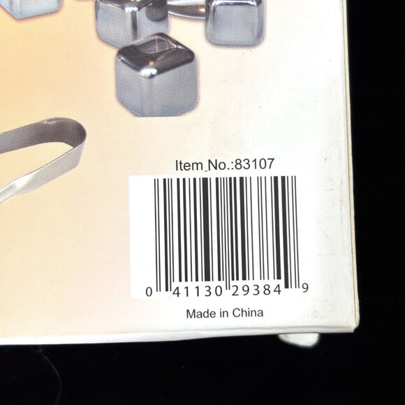 Whiskey Stainless Steel Stone and  Matching Tongs Set NOS - Picture 9 of 10